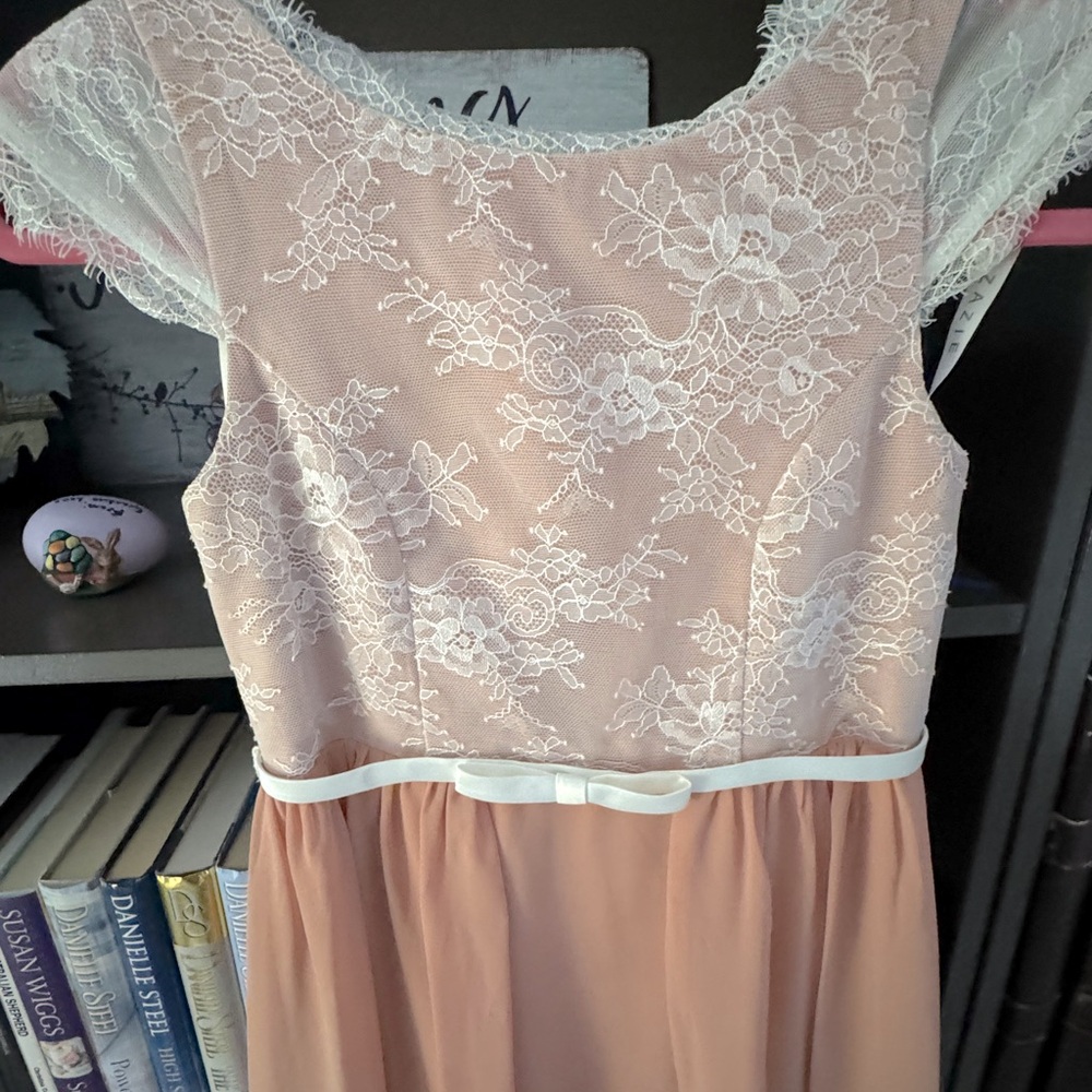 Junior Bridesmaid silk gown with lace bodice